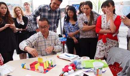 Participants in a design prototyping activity in Brazil