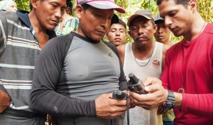 Javier Mateo-Vega and indigenous colleagues. 